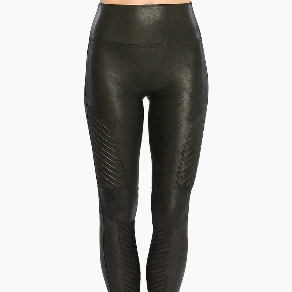 LIKE NEW Spanx Faux Leather Moto Leggings, S Petite